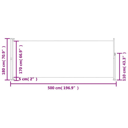 Tuinscherm uittrekbaar 180x500 cm grijs