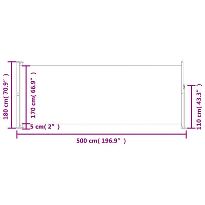 Tuinscherm uittrekbaar 180x500 cm rood