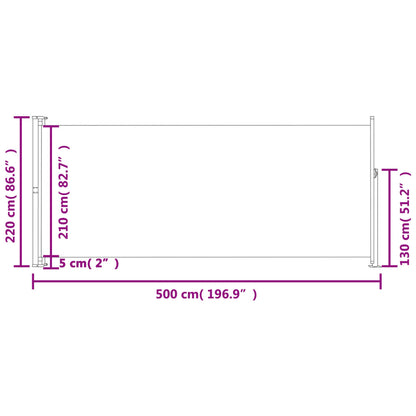 Tuinscherm uittrekbaar 220x500 cm grijs