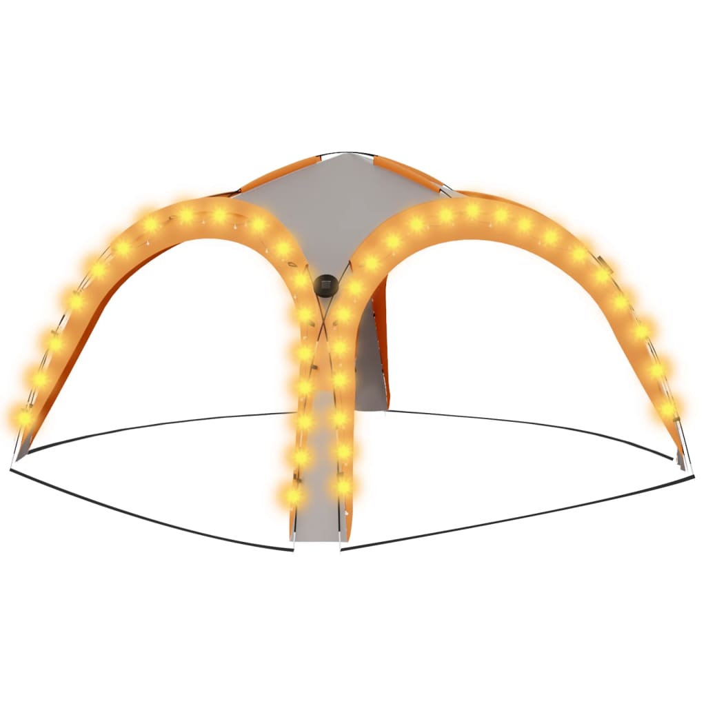 Partytent met LED en 4 zijwanden 3,6x3,6x2,3 m grijs en oranje