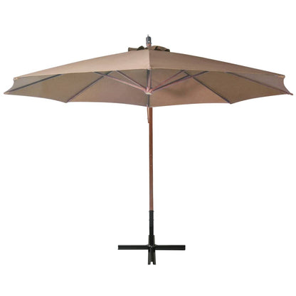 Zweefparasol met paal 3,5x2,9 m massief vurenhout taupe