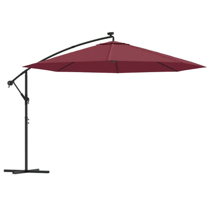 Zweefparasol met LED-verlichting 350 cm bordeauxrood