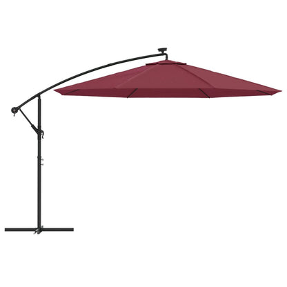 Zweefparasol met LED-verlichting 350 cm bordeauxrood