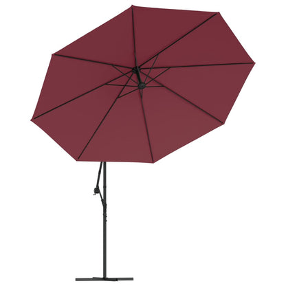 Zweefparasol met LED-verlichting 350 cm bordeauxrood