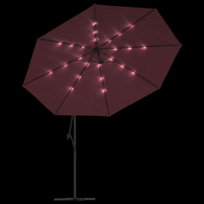 Zweefparasol met LED-verlichting 350 cm bordeauxrood