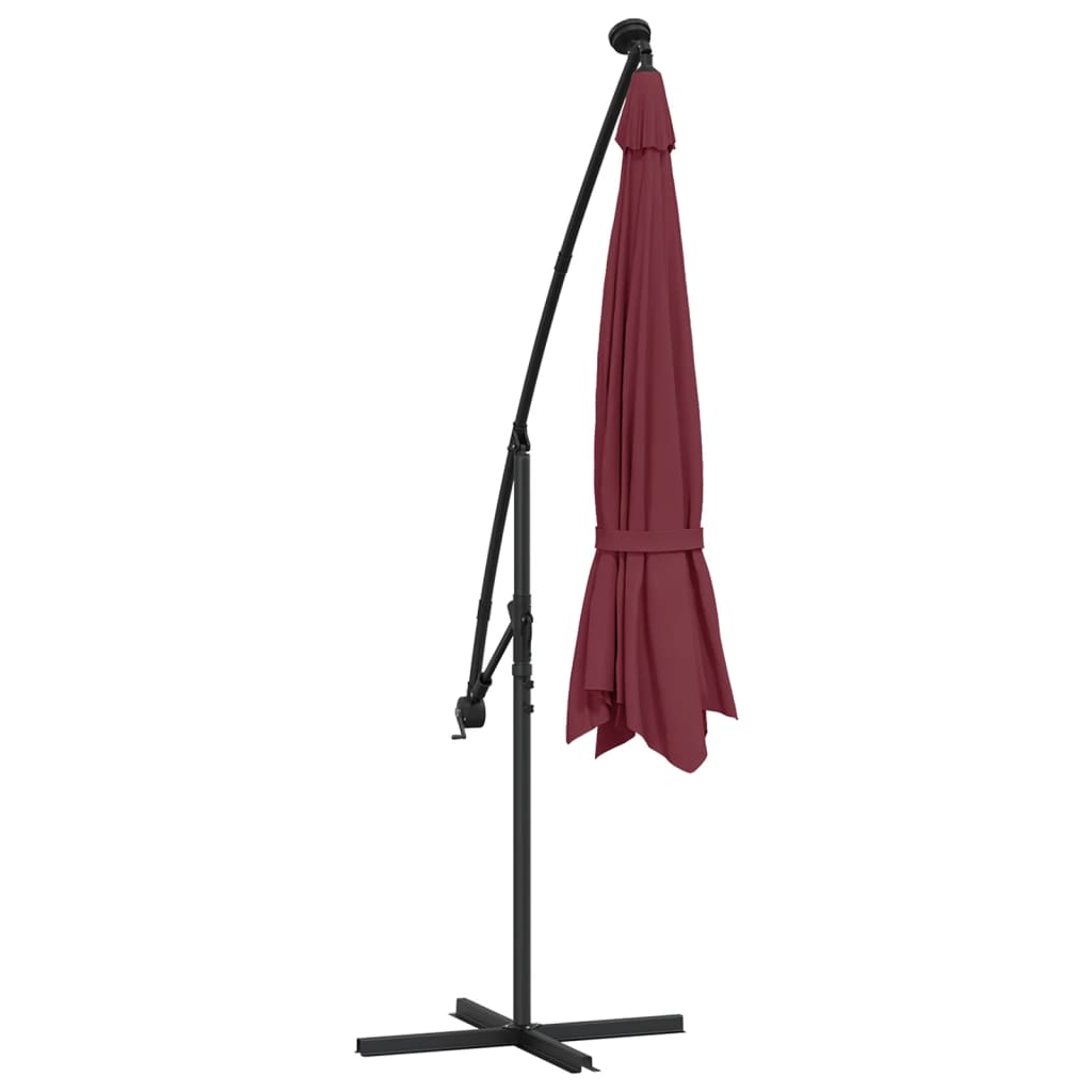 Zweefparasol met LED-verlichting 350 cm bordeauxrood