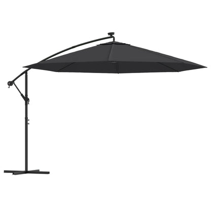 Zweefparasol met LED-verlichting 350 cm zwart