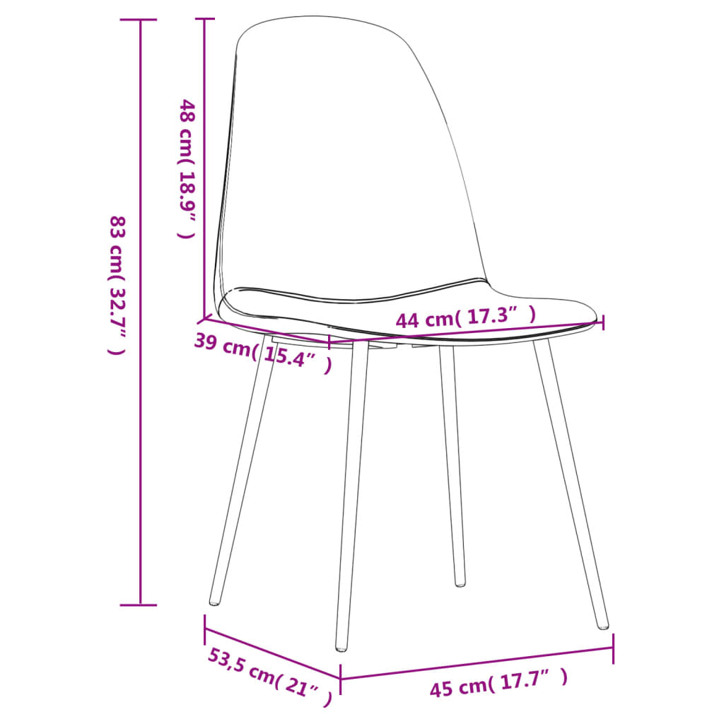 Eetkamerstoelen 2 st 45x53,5x83 cm kunstleer zwart