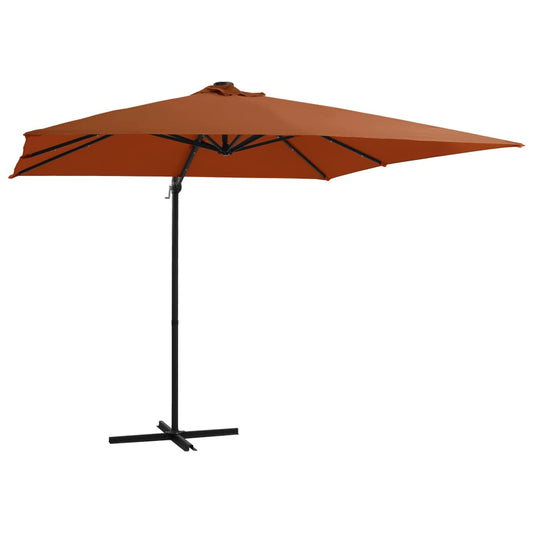 Zweefparasol met LED-verlichting 250x250 cm terracottakleurig