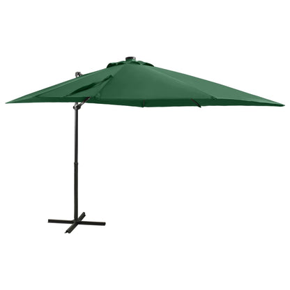 Zweefparasol met paal en LED-verlichting 250 cm groen