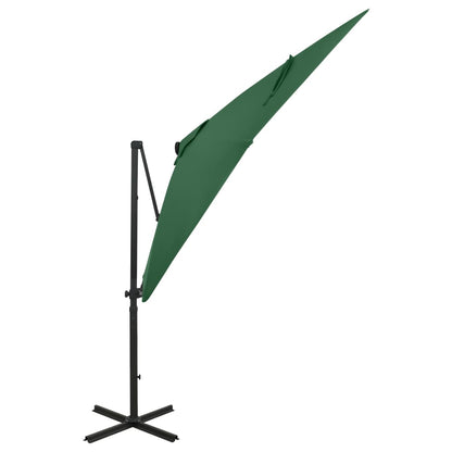 Zweefparasol met paal en LED-verlichting 250 cm groen