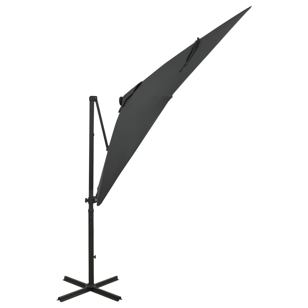 Zweefparasol met paal en LED-verlichting 250 cm antracietkleur