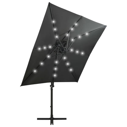 Zweefparasol met paal en LED-verlichting 250 cm antracietkleur