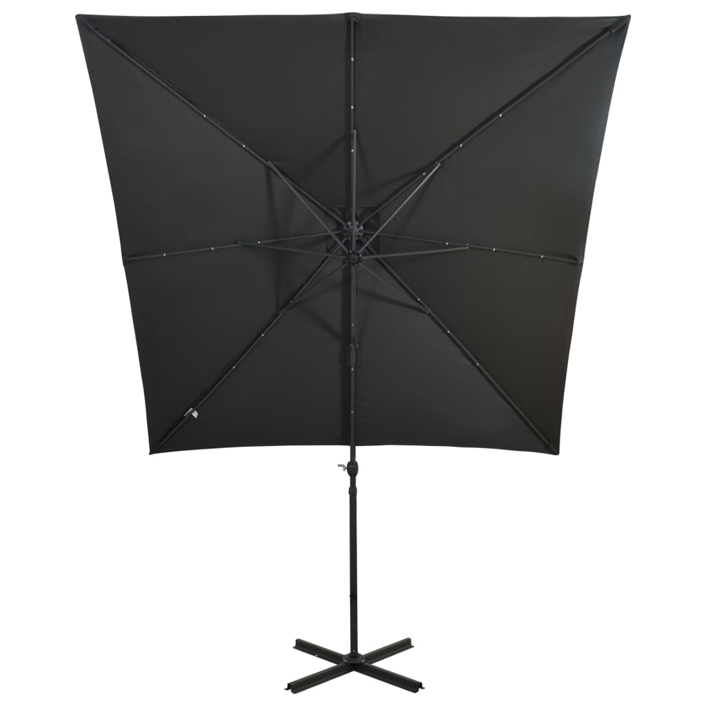 Zweefparasol met paal en LED-verlichting 250 cm antracietkleur