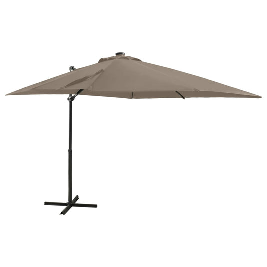 Zweefparasol met paal en LED-verlichting 250 cm taupe