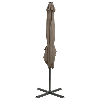 Zweefparasol met paal en LED-verlichting 250 cm taupe