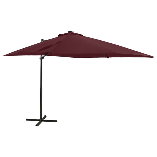 Zweefparasol met paal en LED-verlichting 250 cm bordeauxrood