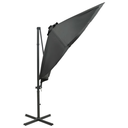 Zweefparasol met paal en LED-verlichting 300 cm antracietkleur