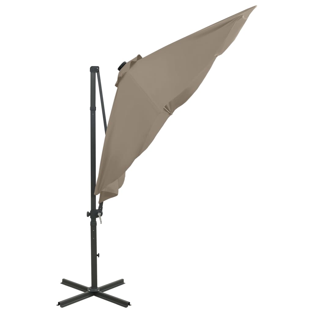 Zweefparasol met paal en LED-verlichting 300 cm taupe