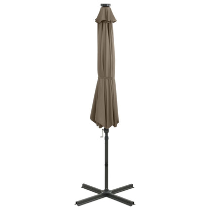 Zweefparasol met paal en LED-verlichting 300 cm taupe