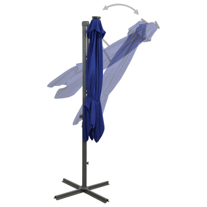 Zweefparasol met paal en LED-verlichting 300 cm azuurblauw