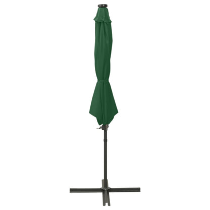 Zweefparasol met paal en LED-verlichting 300 cm groen