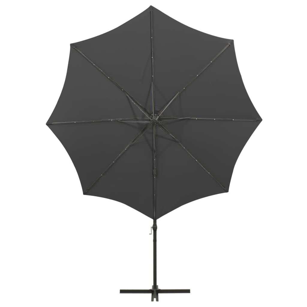 Zweefparasol met paal en LED-verlichting 300 cm antracietkleur