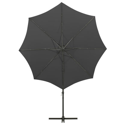 Zweefparasol met paal en LED-verlichting 300 cm antracietkleur