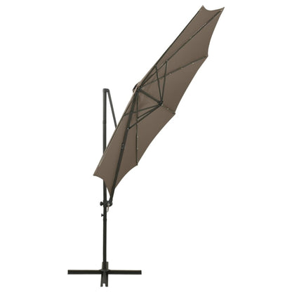 Zweefparasol met paal en LED-verlichting 300 cm taupe