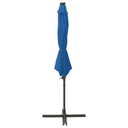 Zweefparasol met paal en LED-verlichting 300 cm azuurblauw