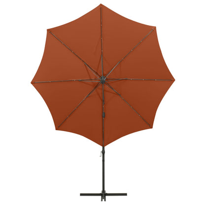 Zweefparasol met paal en LED-verlichting 300 cm terracottakleur