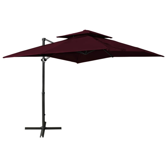 Zweefparasol met dubbel dak 250x250 cm bordeauxrood