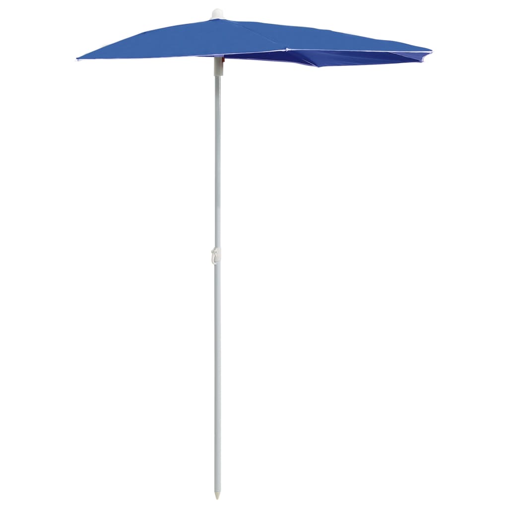 Parasol half met paal 180x90 cm azuurblauw