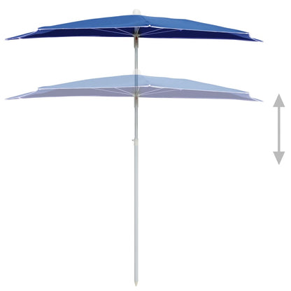 Parasol half met paal 180x90 cm azuurblauw