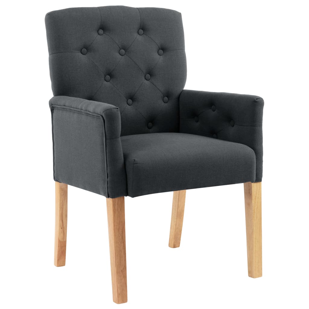 Eetkamerstoelen 2 st met armleuningen stof grijs