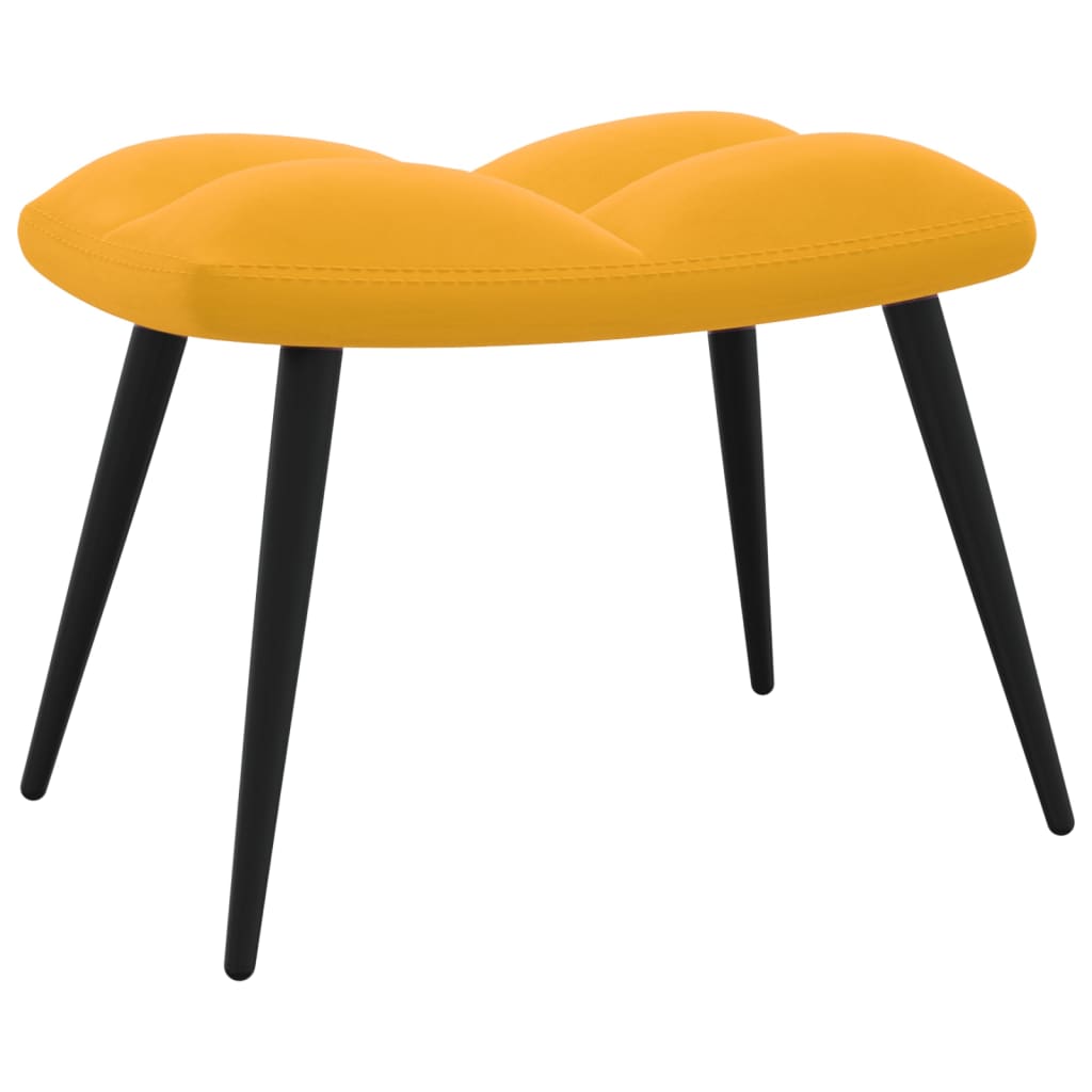 Relaxstoel met voetenbank fluweel mosterdgeel