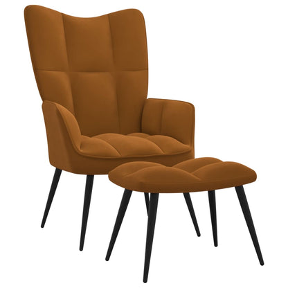 Relaxstoel met voetenbank fluweel bruin