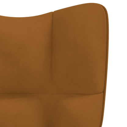 Relaxstoel met voetenbank fluweel bruin