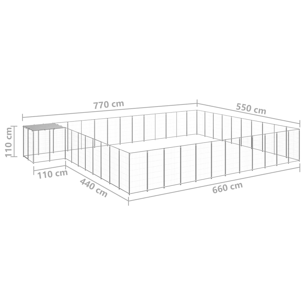 Hondenkennel 37,51 m² staal zilverkleurig