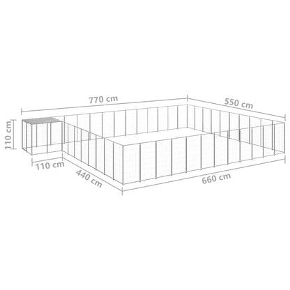 Hondenkennel 37,51 m² staal zilverkleurig