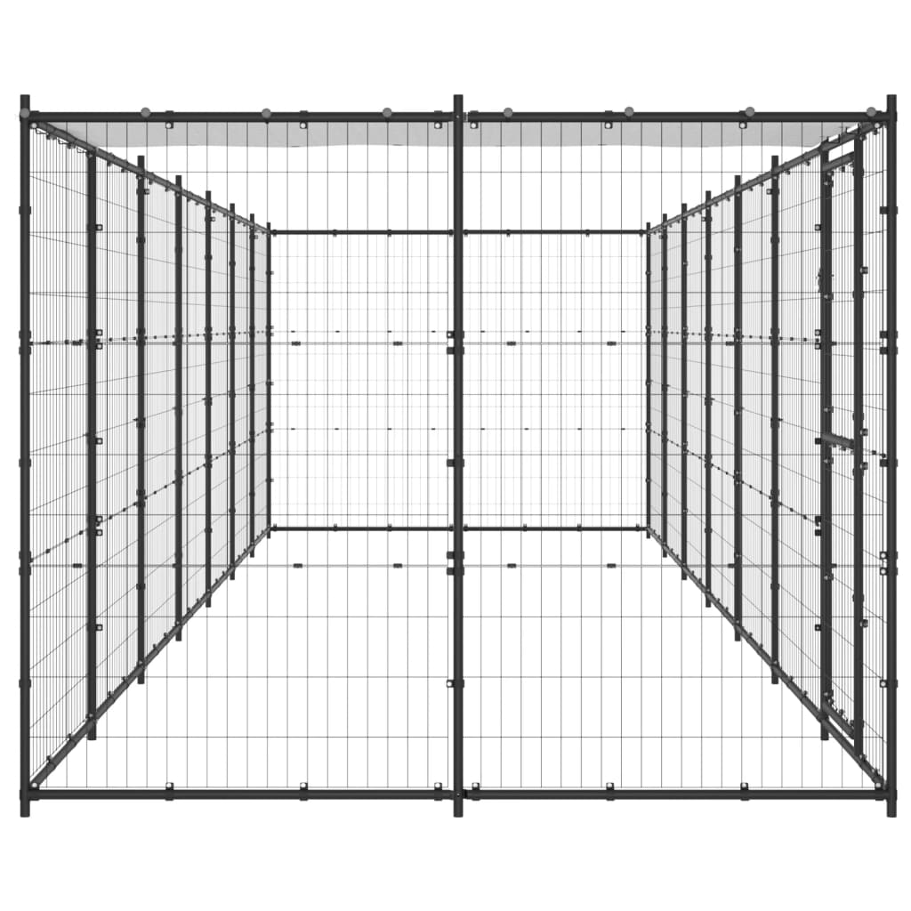 Hondenkennel met dak 16,94 m² staal