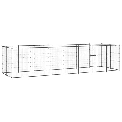 Hondenkennel met dak 16,94 m² staal