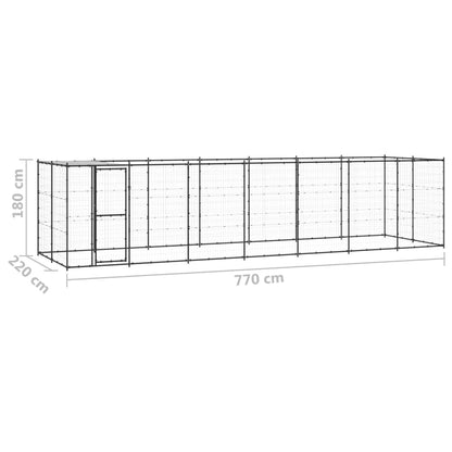 Hondenkennel met dak 16,94 m² staal