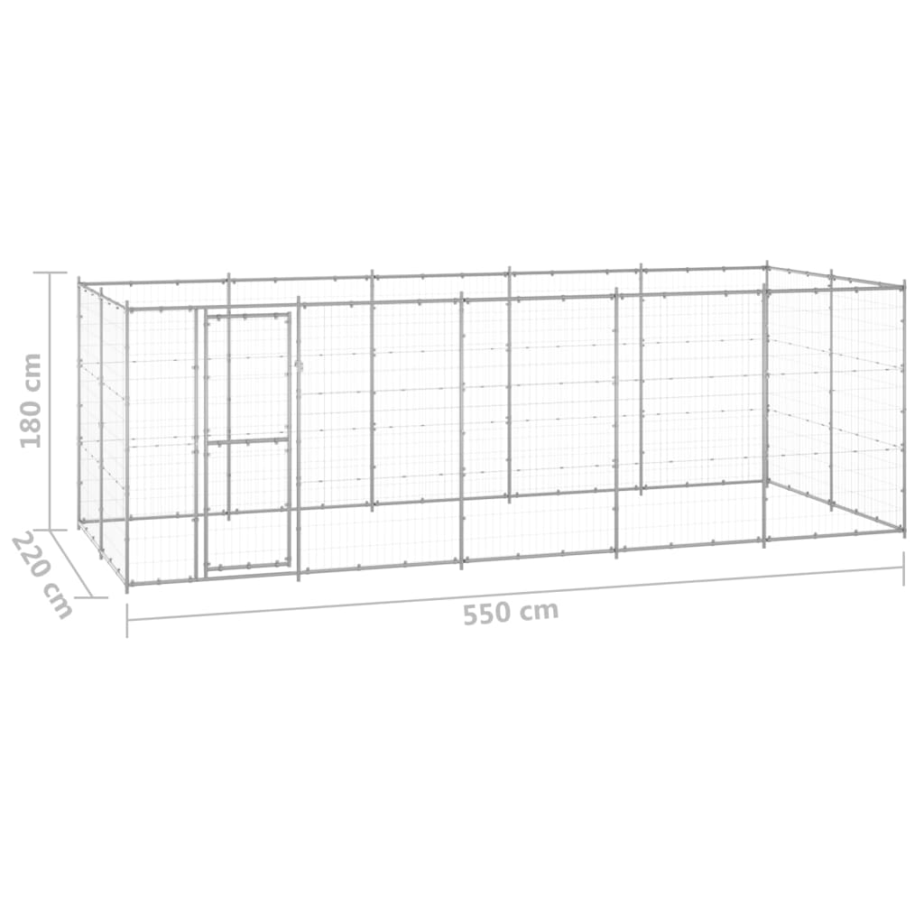 Hondenkennel 12,1 m² gegalvaniseerd staal