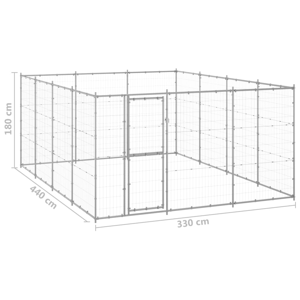 Hondenkennel 14,52 m² gegalvaniseerd staal