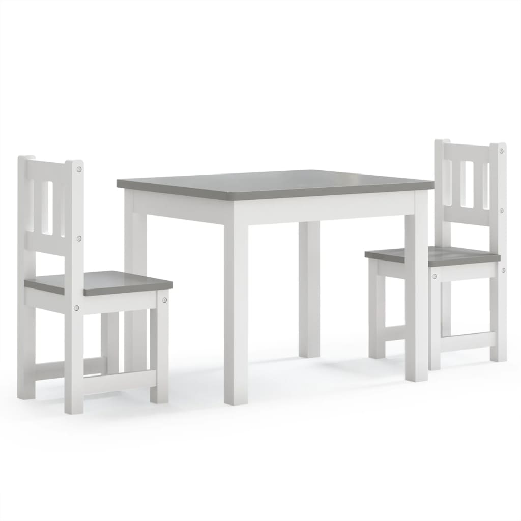 3-delige Kindertafel- en stoelenset MDF wit en grijs