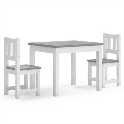 3-delige Kindertafel- en stoelenset MDF wit en grijs