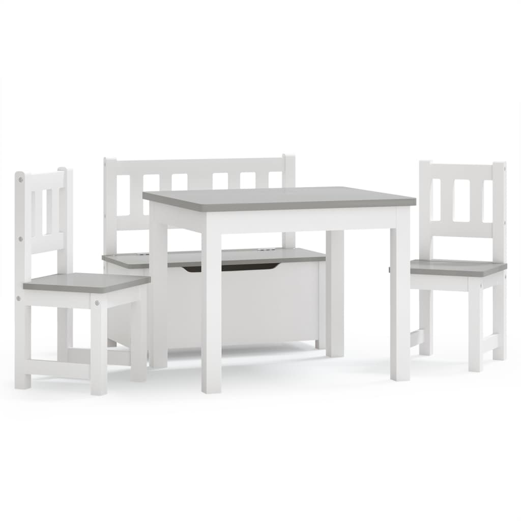 3-delige Kindertafel- en stoelenset MDF wit en grijs