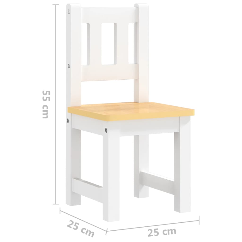 4-delige Kindertafel- en stoelenset MDF wit en beige