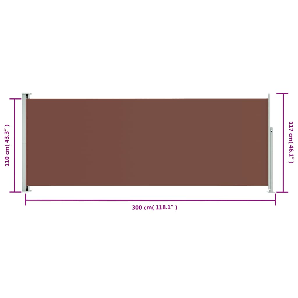 Tuinscherm uittrekbaar 117x300 cm bruin